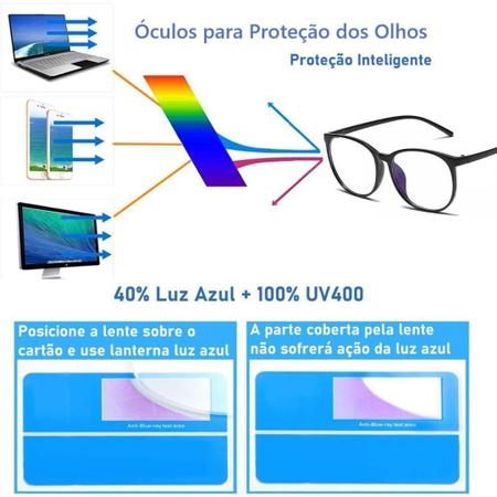 Imagem de Óculos Moda Fashion Anti Luz Azul Com Proteção UV Estilo Oval Clássico Com Variações Transparente