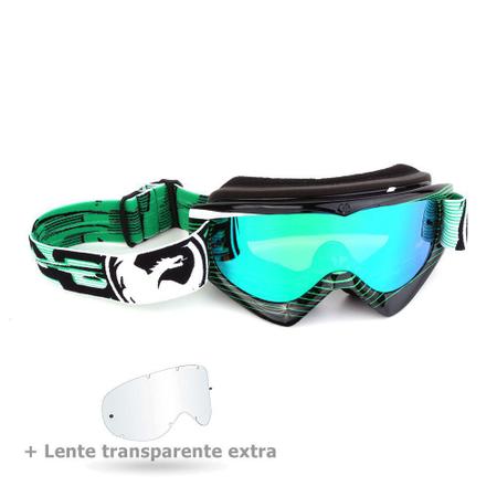 Imagem de Óculos Motocross Dragon MDX Nerve Green - Lente Verde Espelhada + Lente Transparente