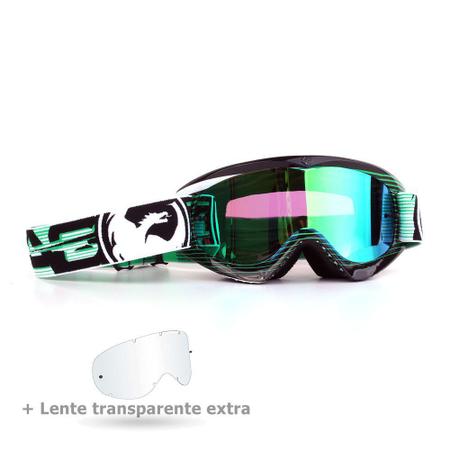 Imagem de Óculos Motocross Dragon MDX Nerve Green - Lente Verde Espelhada + Lente Transparente