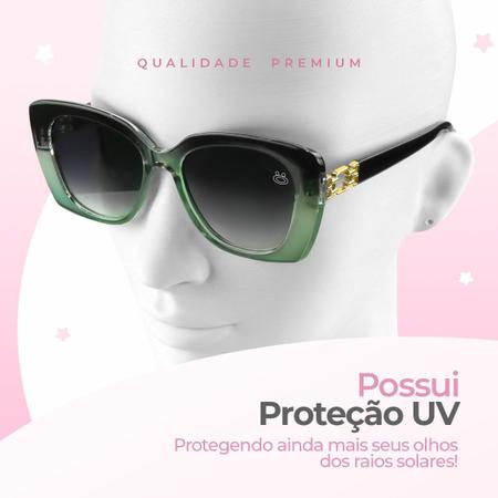 Imagem de Oculos proteção uv sol + caixa + relogio feminino banhado colar e brincos presente silicone moda