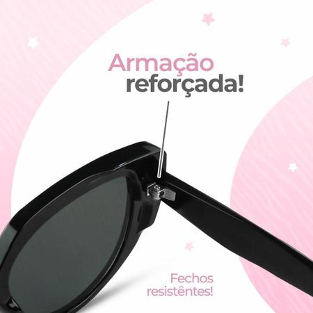 Imagem de Oculos Proteção Uv Sol + Caixa + Relogio Feminino Preto Aço