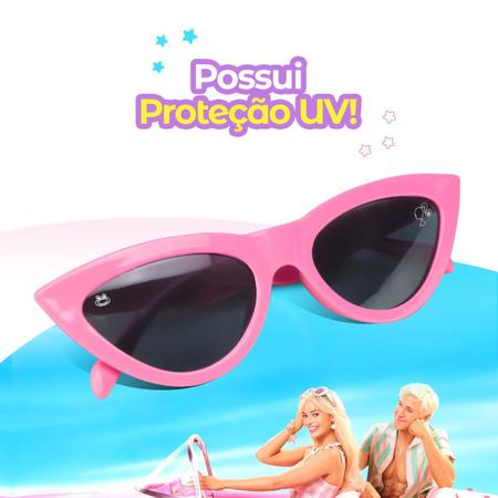 Imagem de oculos sol barbie rosa infantil protecao uv premium + case original vintage verao presente praia