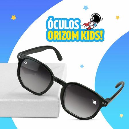 Imagem de Oculos Sol Infantil Vintage Preto Retro Proteção Uv + Case