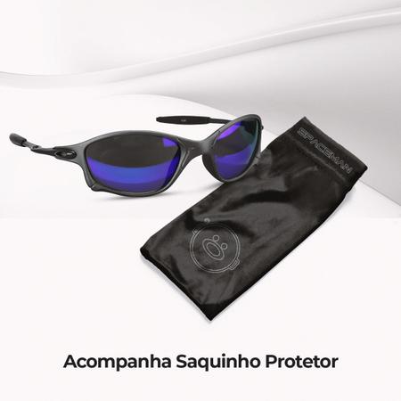 oculos sol metal azul preto lupa praia proteção uv + case casual qualidade  premium presente original - Orizom - Óculos de Sol - Magazine Luiza