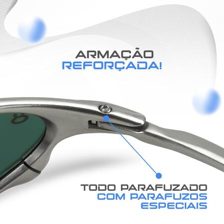 Imagem de oculos sol prata lupa metal masculino proteção uv + case polarizado lente laranja prata original