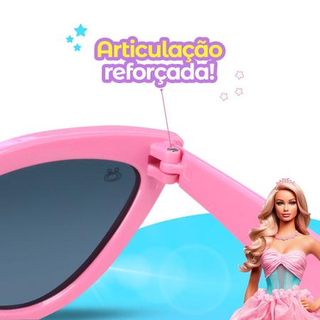 Imagem de oculos sol premium rosa barbie infantil protecao uv + case presente verao pink original criança