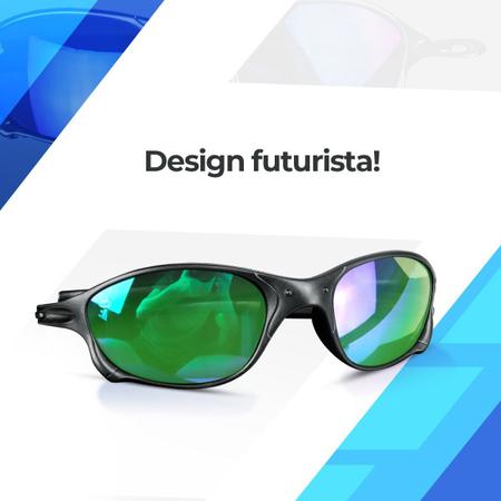 Imagem de Oculos sol proteção uv preto lupa + masculino verde praia verão lente espelhada social casual