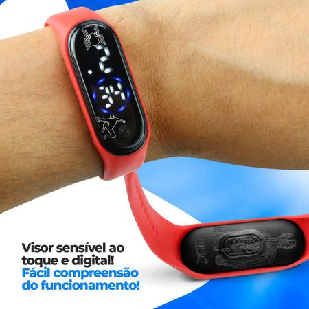 Imagem de Oculos sol + relogio + caixa digital presente led qualidade premium vermelho pulseira ajustavel