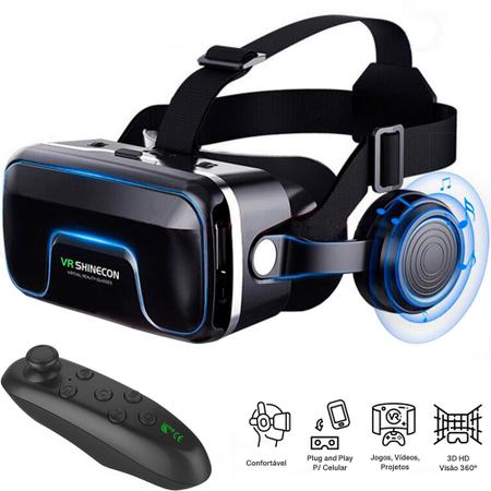 Fone Ouvido Realidade Virtual 3D VR Com Controle Remoto, Visualizador VR  Estéreo Para Filmes Jogos IMAX Óculos VR Sem Fio Bluetooth Compatível Com