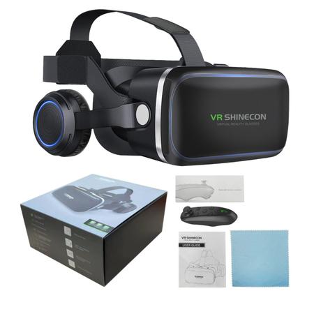 óculos vr 360 realidade virtual com fone de ouvido + controle de