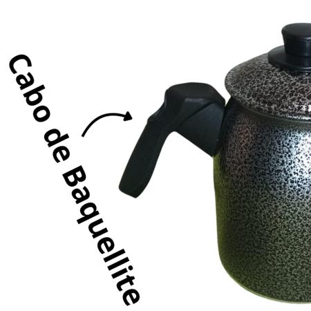 Imagem de Oferta Bule Médio  Fervedor Para Chá Café Alumínio Forte Colorido Preto Craqueado de 1 Litro .
