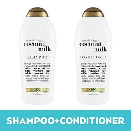 Imagem de OGX Nutritivo + Shampoo de Leite de Coco & Condicionador, Conjunto, 25.4 Fl Oz (Pacote de 2)