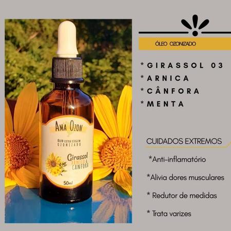 Imagem de Óleo Ozonizado Arnica E Canfora Óleo De Ozônio Girassol 50Ml