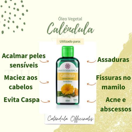 PHYTOTERAPICA - Extrato Oleoso de Calêndula - Aromaterapia - Pele e Cabelo  - Possui ação calmante e refrescante para pele sensível, avermelhada e