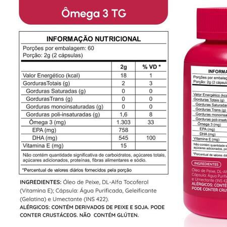 Imagem de Ômega 3 1000mg TG - Importado e rico EPA DHA com selo IFOS e Vitamina E de 120 caps - Vhita