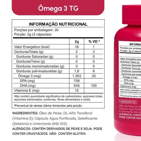 Imagem de Ômega 3 1000mg TG - Importado e rico EPA DHA com selo IFOS e Vitamina E de 60 caps (2 unidades) - Vhita