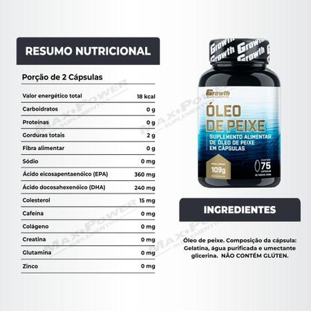 Imagem de Omega 3 75 Caps + BCAA 10:1:1 em Pó 200g Growth Supplements