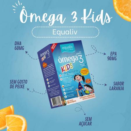 Imagem de Ômega 3 Pro Kids Oil Sabor Laranja Equaliv Com 30 Cápsulas