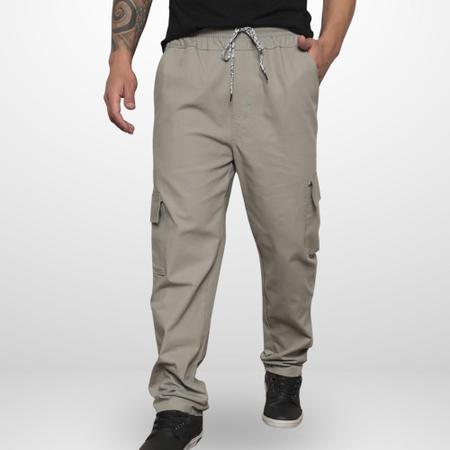 Imagem de Omg Jeans Calça Cargo Masculina Com 6 Bolsos Cordão Sarja de Marca