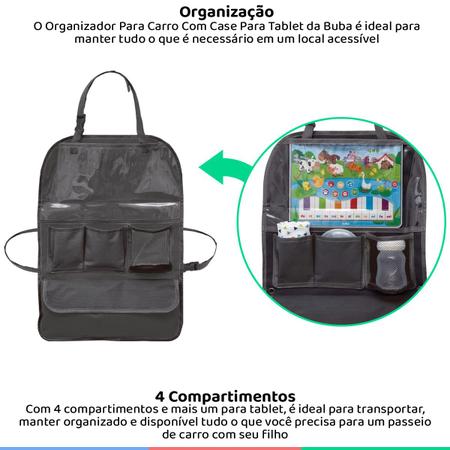 Imagem de Organizador Banco Traseiro Carro 4 Bolsos e Suporte Para Tablet Preto Buba