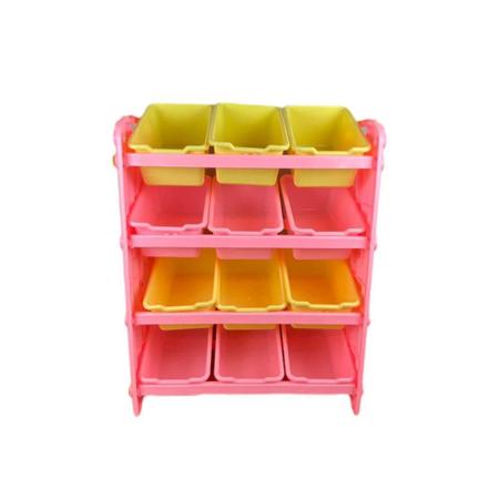 Imagem de Organizador Brinquedo Formato Baú Estante Colorida 12 Rosa
