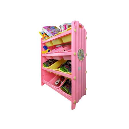 Imagem de Organizador Brinquedo Formato Baú Estante Colorida 12 Rosa