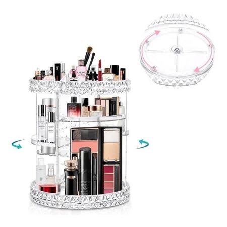 White) 360° Rotating Makeup Brush storage