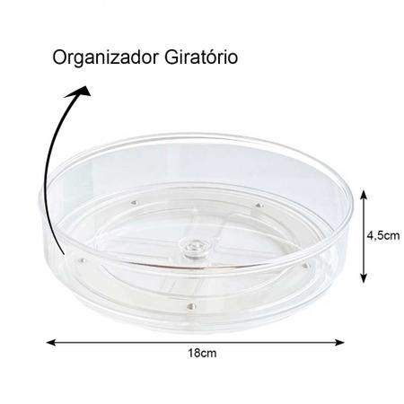 Organizador Cosméticos Multiuso Acrílico Giratório 18cm 360°