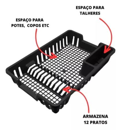 Imagem de Organizador de Cozinha Pia Porta Detergente Bucha Esponja Lixeira Rodo e Escorredor 4 peças