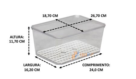 Imagem de Organizador de geladeira acrílico com tampa 4 litros para salada verduras caixa organize drenagem