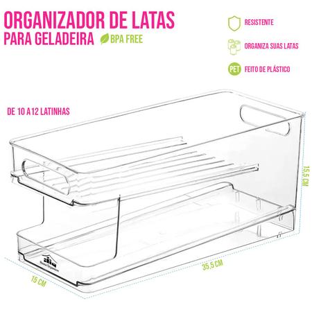 Organizador de Geladeira Armário P/ Latas Acrílico Refri - House Organizer Imagem de Organizador de Geladeira Armário P/ Latas Acrílico Refri