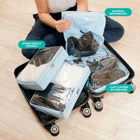 Imagem de Organizador de Mala Bolsa de Viagem Impermeável kit 04 Peças