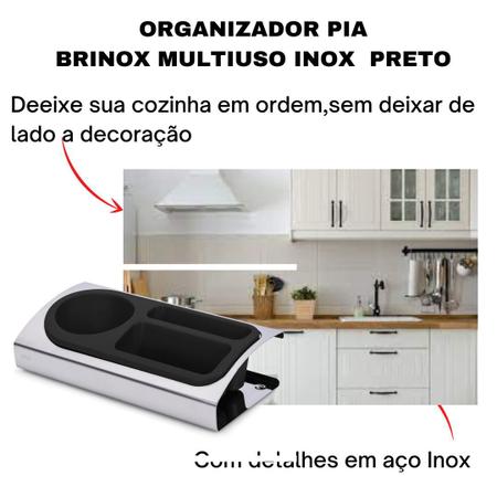 Organizador de Pia Aço Inox Porta Detergente Liquido Esponja Bucha Cozinha  - Magazine Gerais