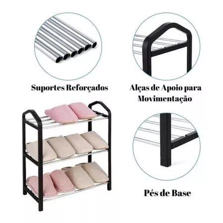Organizador De Sapatos Prateleira Multiuso Desmontável Portátil Calçados 4 Andares 8 Pares - NIBUS Imagem de Organizador De Sapatos Prateleira Multiuso Desmontável Portátil Calçados 4 Andares 8 Pares