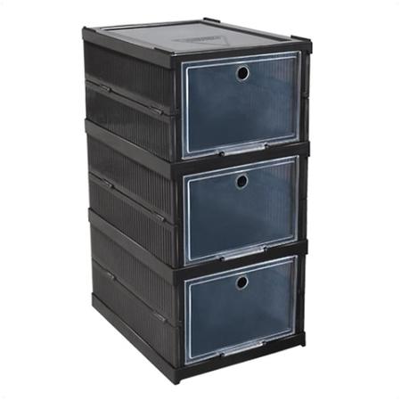 Organizador Dobrável Triplo Mulituso Empilhável Preto - Arqplast Imagem de Organizador Dobrável Triplo Mulituso Empilhável Preto