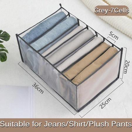 Imagem de Organizador gaveta guarda roupa closet porta camiseta jeans roupeiro dobravel 7 divisorias grande