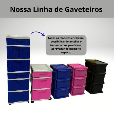 Imagem de Organizador Gaveteiro 3 Gavetas com Rodinhas Multiuso Organizador Brinquedos Lavanderia Banheiro Salão Clinica  Plástico MB