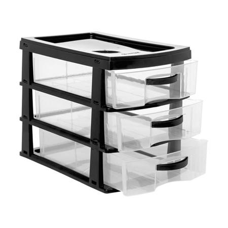 Organizador Gaveteiro De Mesa 3 Gavetas Transparente - Jaguar Imagem de Organizador Gaveteiro De Mesa 3 Gavetas Transparente - Jaguar