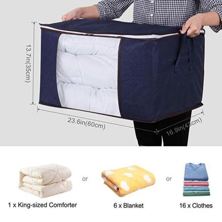 Imagem de Organizador guarda roupa 60cm saco armazenamento portatil gigante closet brinquedo ziper 84 litros