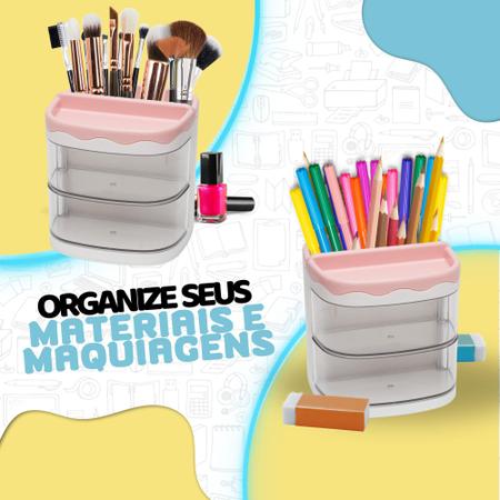 Imagem de Organizador Multiuso Mini Porta Caneta Lápis Escritório Azul