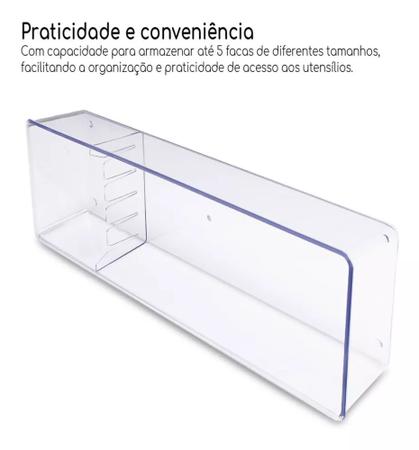Imagem de Organizador Porta Facas Para Gaveta 5 Divisórias Transparente Acrílico Resistente - Plastutti - 462
