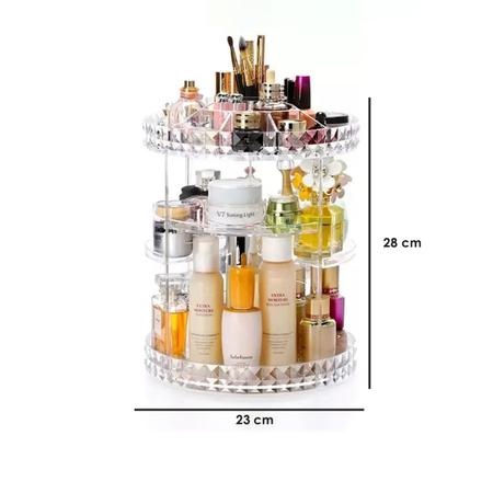 Imagem de Organizador Porta Maquiagem Giratorio 360 Acrilico Cosmeticos Batom Make Cremes Perfumes Joias Biju Multifuncional