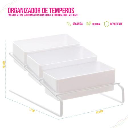 Imagem de Organizador Porta Temperos Condimentos 3 Níveis Para Armário Bancada Cozinha