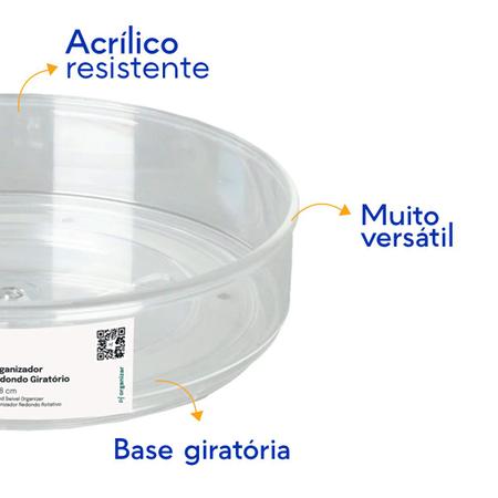 Organizador Cosméticos Multiuso Acrílico Giratório 18cm 360°