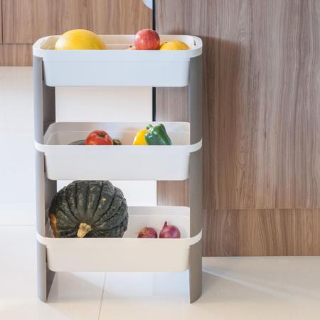 Imagem de Organizador Slim 3 Andares Fruteira Coza Loft Branco Cozinha Banheiro 44,83x67,85cm Organizar Decorar