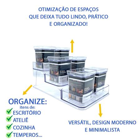 Imagem de Organizador Triplo + 6 Potes Herméticos Temperos Tampa 180ml