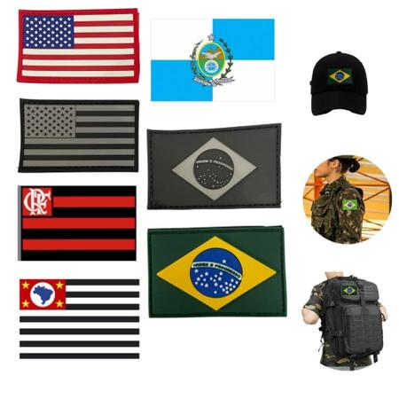 Imagem de Pach Bandeira do Brasil Emborrachada 3D C/Velcro Para Mochilas Bolsas Decorações