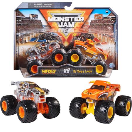 Imagem de Pack 2 Carrinho Monster Jam Max-D e El Toro Loco 1:64 Sunny