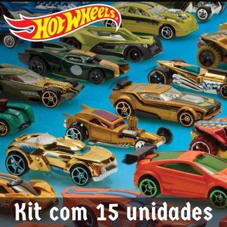 Kit com 15 carrinhos Hot Wheels Mattel - Modelos sortidos sem repetição