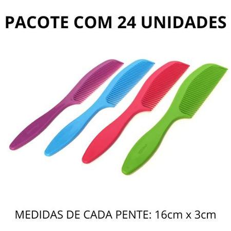 Imagem de Pacote com 24 Unidades Pente Pequeno 16cm Resistente Várias Cores